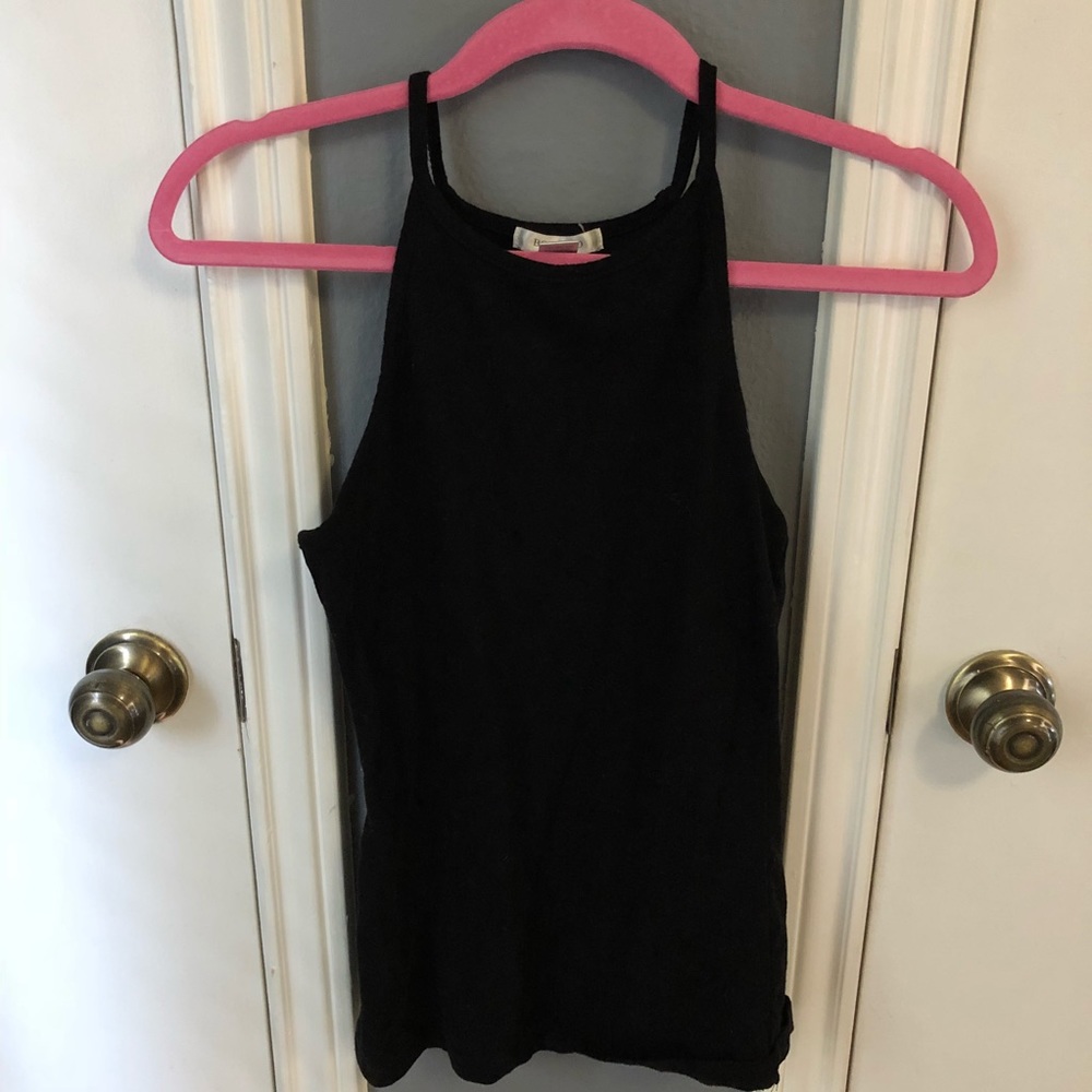 High Neck Black Tank Top